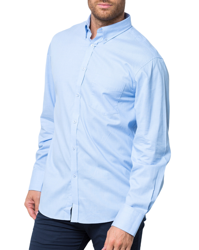 Camisa  de manga larga azul a rayas