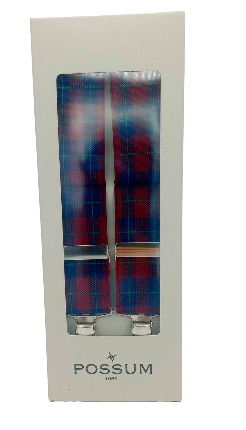 Tirantes Possum cuadros burdeos