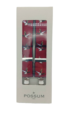 Tirantes Possum patos verdes/burdeos