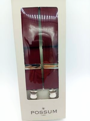 Tirantes Possum liso burdeos/verde