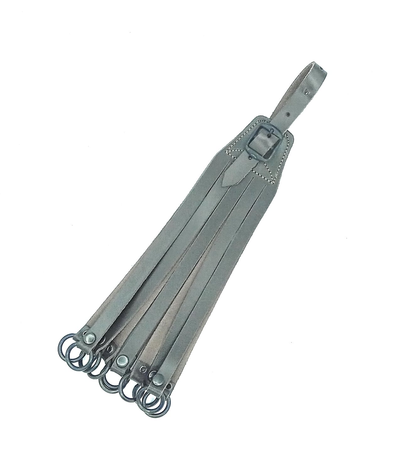 Portacazas de piel marrón oscuro con 10 ramales