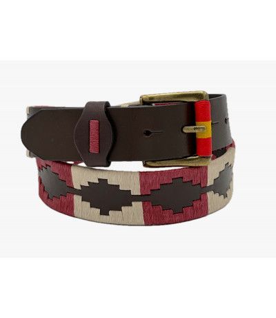 Cinturón argentino bordado rojo y beige