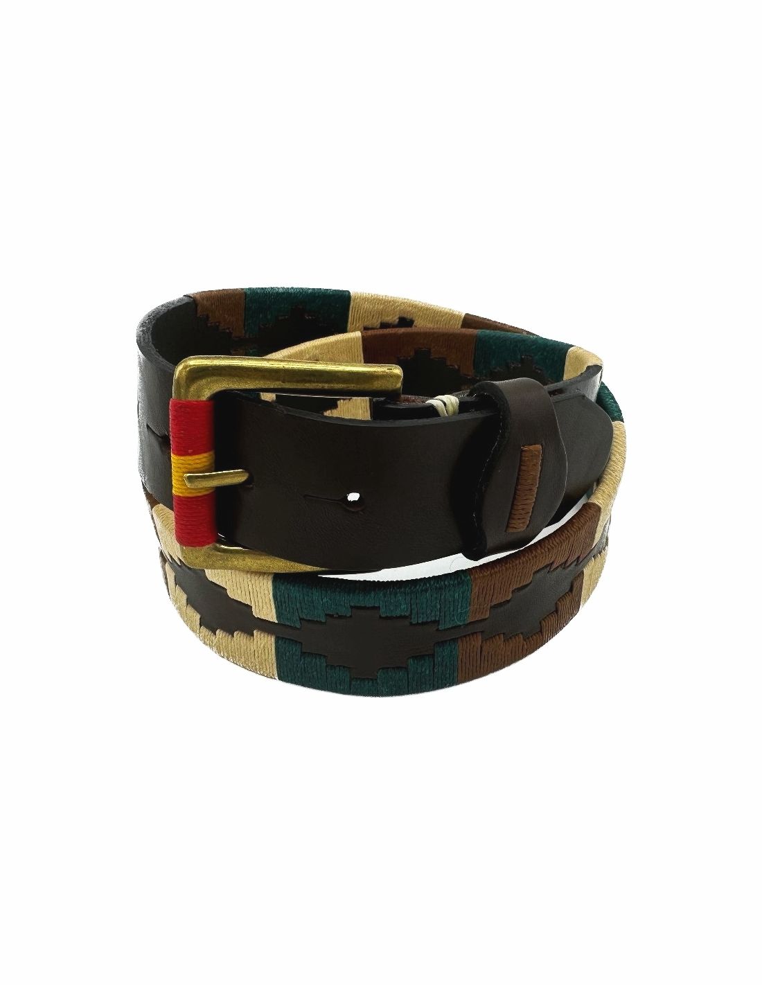 Cinturón de Cuero Argentino verde/marrón/beige