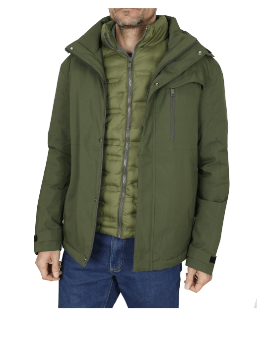 Chaqueta con chaleco y capucha desmontable.