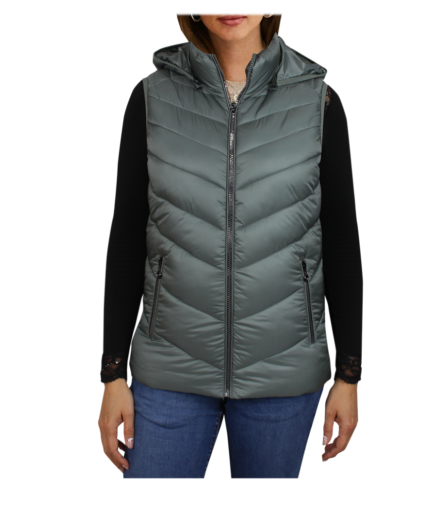Chaleco acolchado de mujer con capucha desmontable