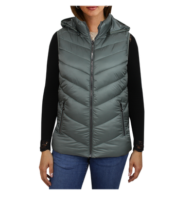 Chaleco acolchado de mujer con capucha desmontable
