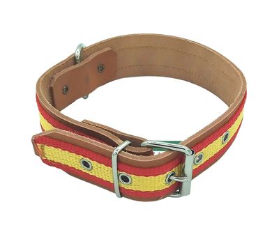 Collar vaqueta mastín con bandera de España. 55cm