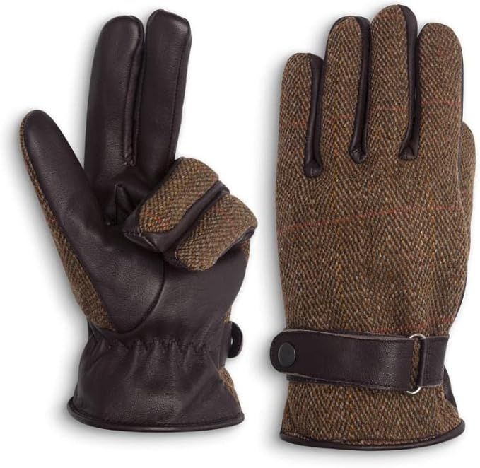 Guantes tweed marrón