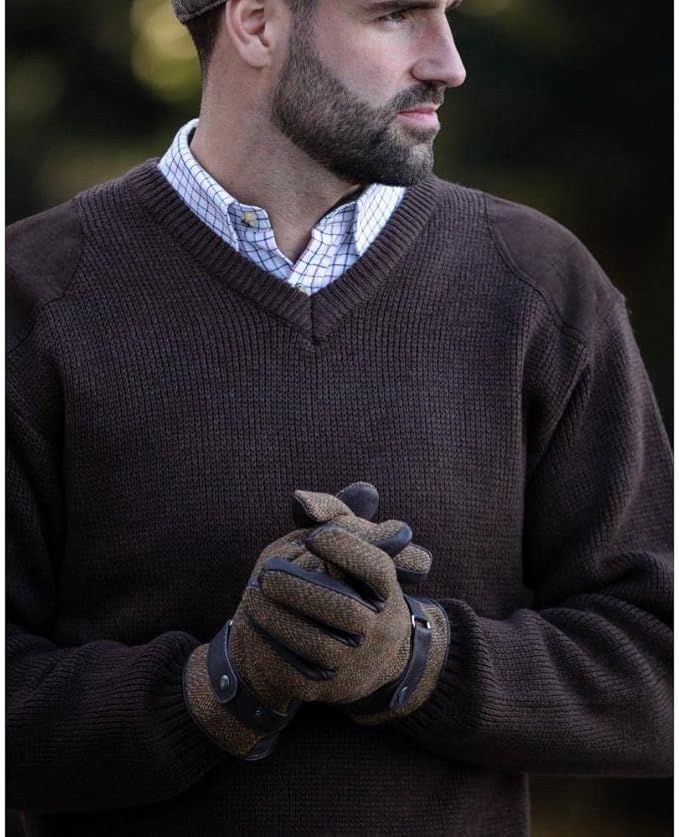 Guantes tweed marrón