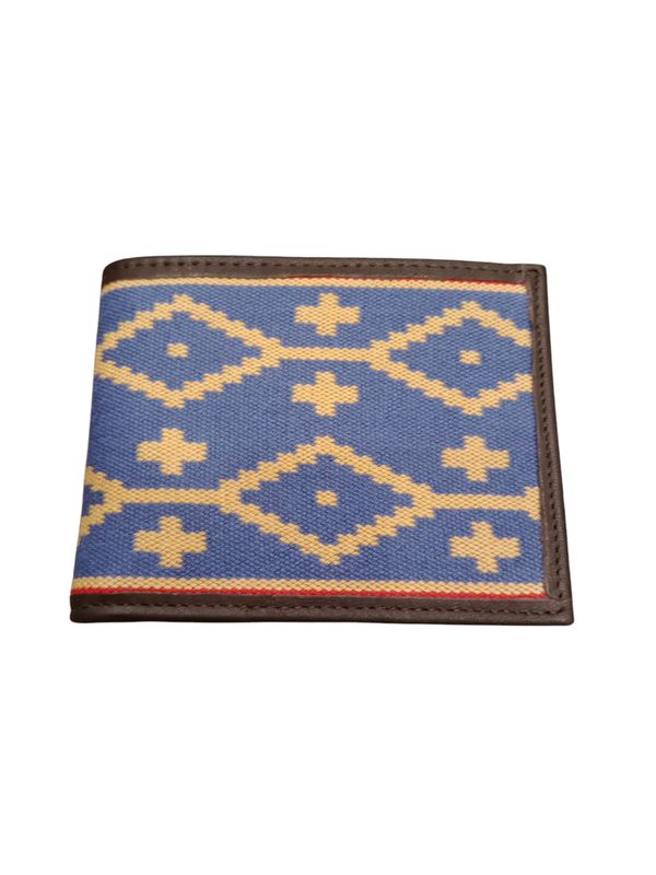 Cartera argentina azul y beige