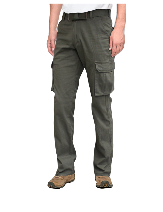 Pantalón cargo multibolsillos elástico verde
