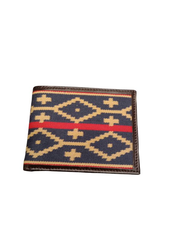 Cartera argentina azul, beige y rojo