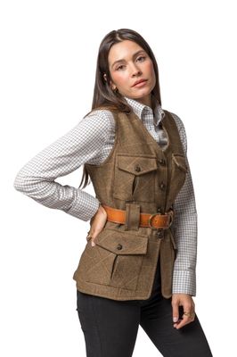 Chaleco de lana con 4 bolsillos de raya roja Chaleco de lana con 4 bolsillos de raya roja