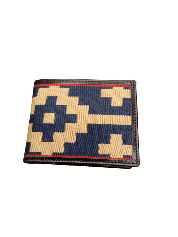 Cartera argentina azul marino y beige