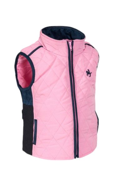 Chaleco niña rosa con detalles en azul marino