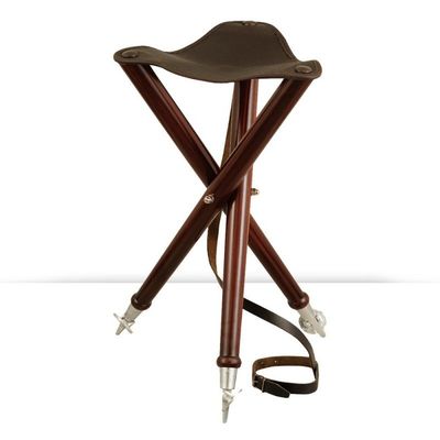 Banqueta Madera Y Piel - 3 Patas - Acero 70 cm