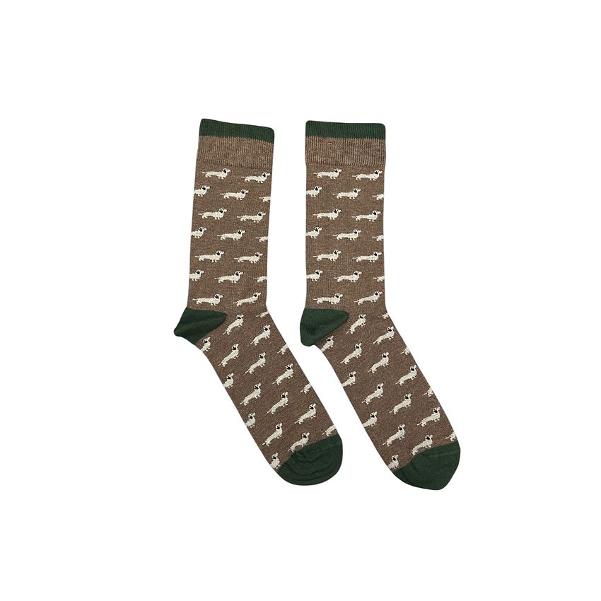 Calcetín teckel marrón y verde