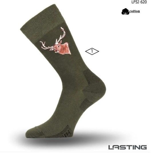 Lasting Calcetines de Caza LFSJ 620, Algodón, Verde con Estampado de Ciervo, Unisex Lasting Calcetines de Caza LFSJ 620, Algodón, Verde con Estampado de Ciervo, Unisex