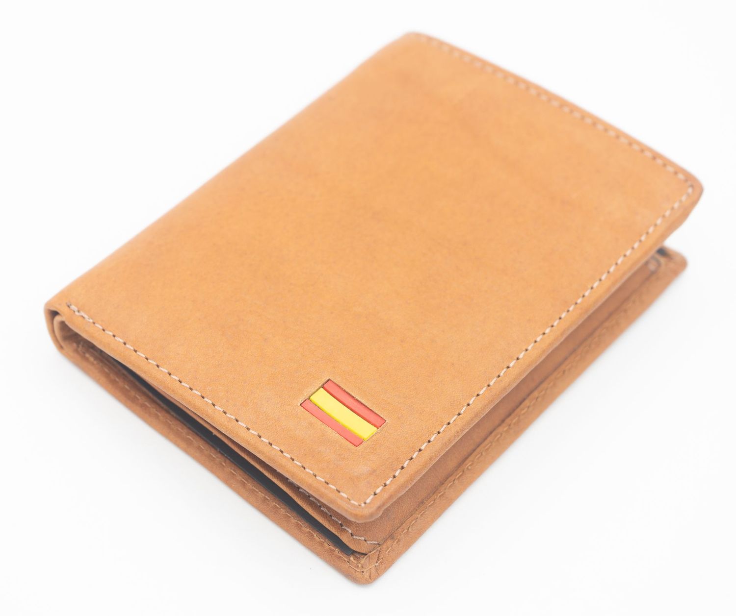 Cartera de piel marrón con bandera de España | Cartera para billetes y tarjetas 7395