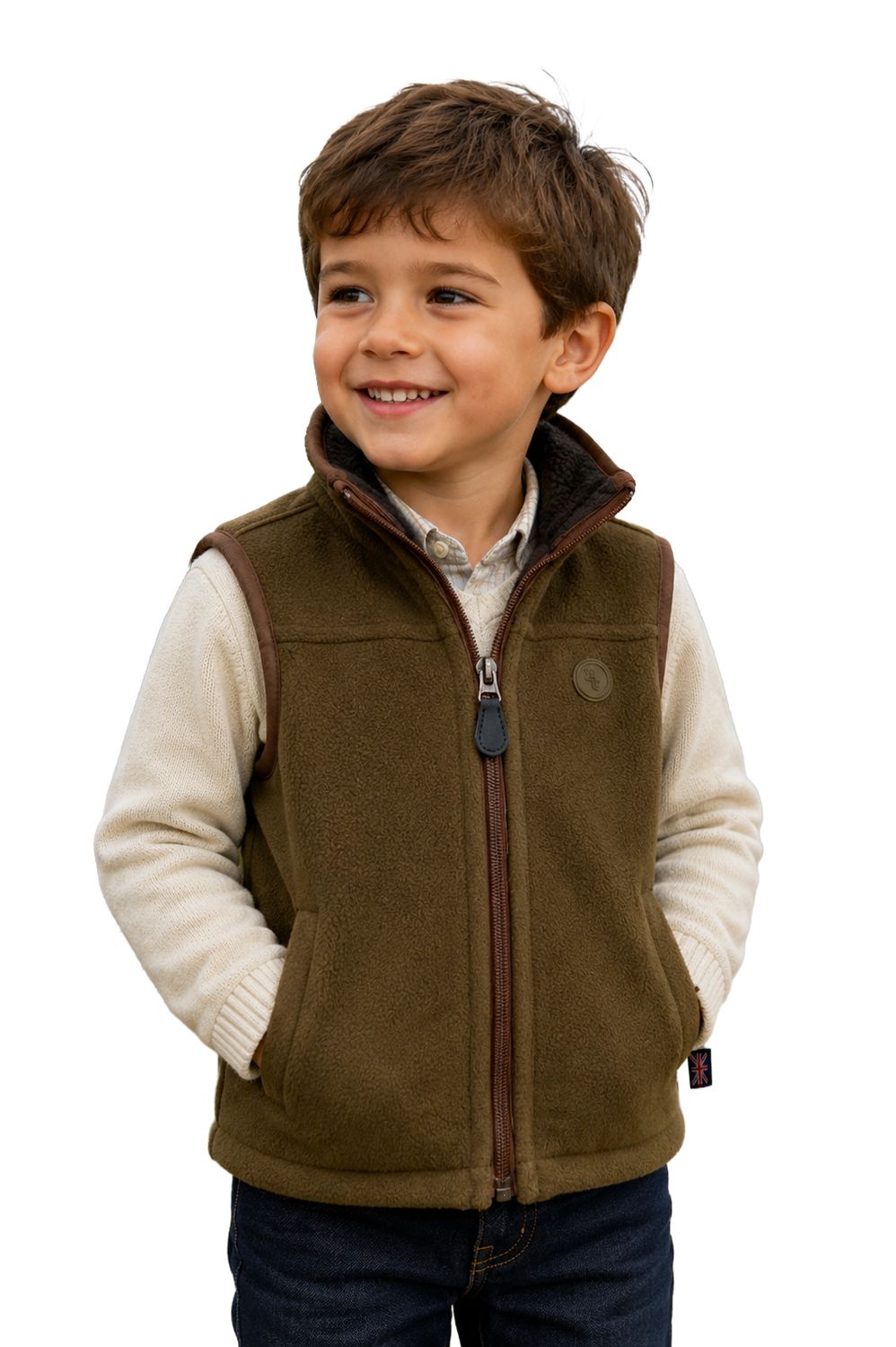 Chaleco polar niño camel olive