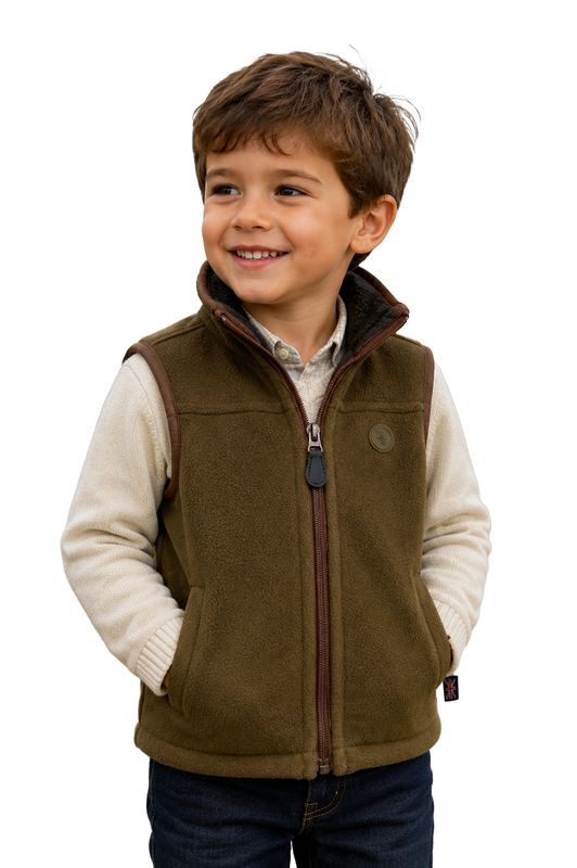 Chaleco polar niño camel olive