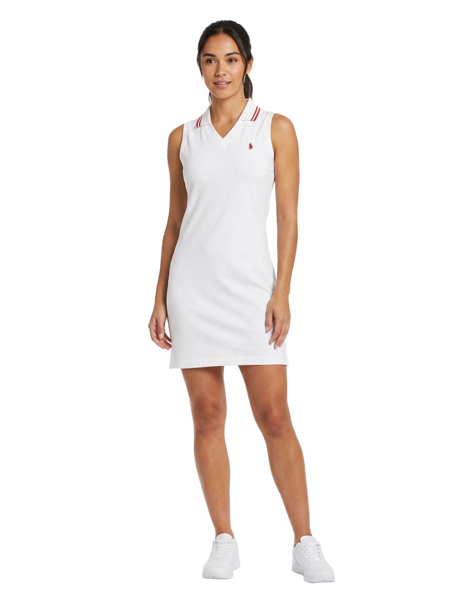 Vestido tipo polo de piqué blanco 100% algodón