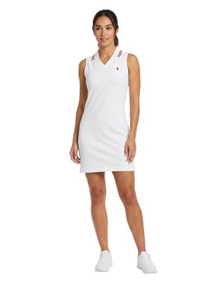 Vestido tipo polo de piqué blanco 100% algodón
