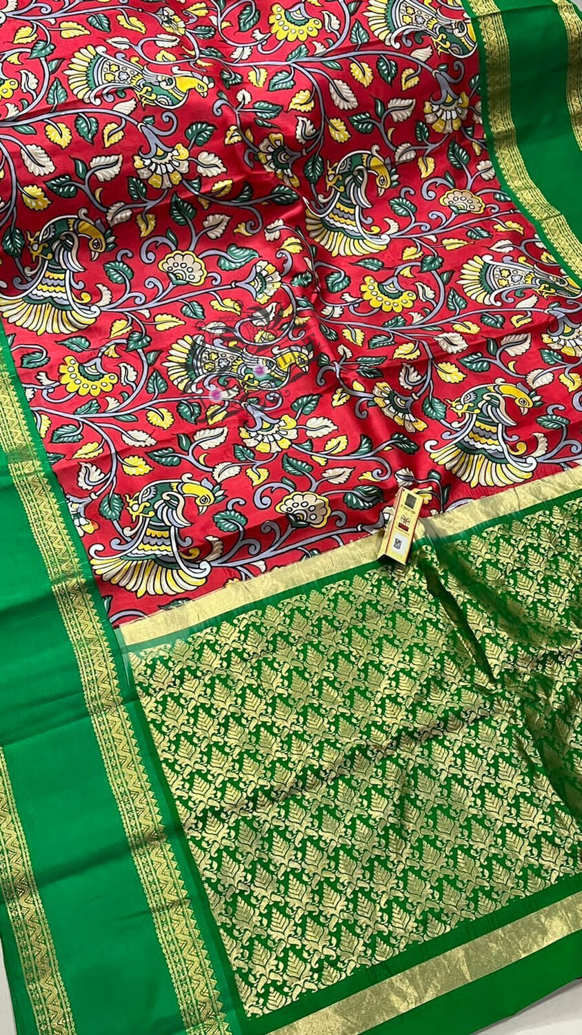 Beautiful Colors of Exclusive Pure Gadwal Silk Sarees With Kalamkari Print