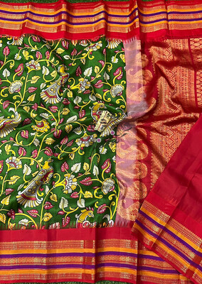 Beautiful Colors of Exclusive Pure Gadwal Silk Sarees With Kalamkari Print