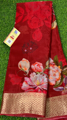 Mysore Crape Silk Sarees With Eleghant Digital Print Designs