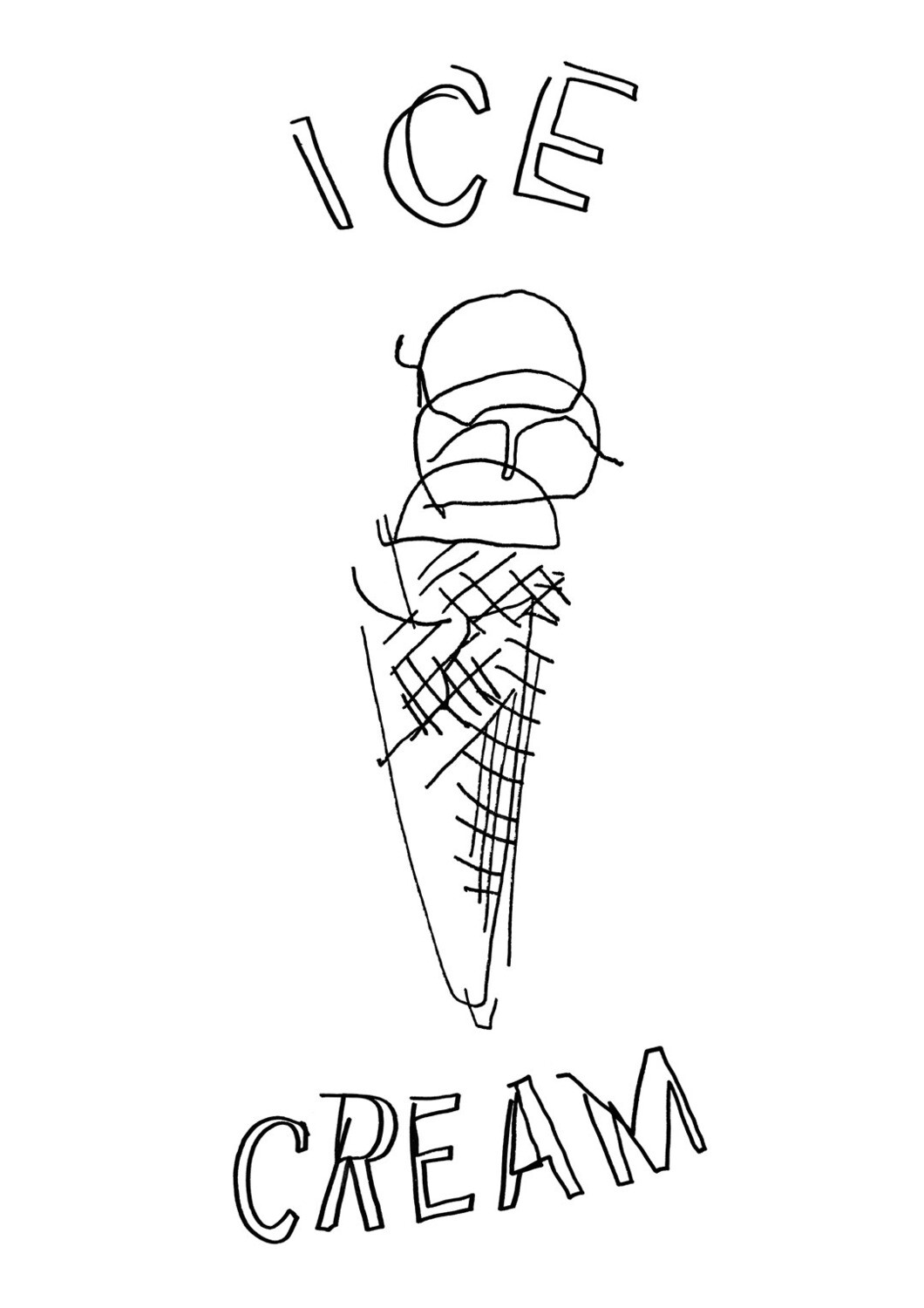 Dessin sans regarder d'une glace (trois boules)