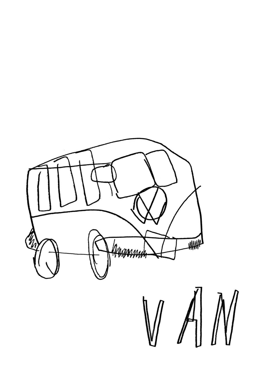 Dessin sans regarder d'un van Dessin sans regarder d'un van