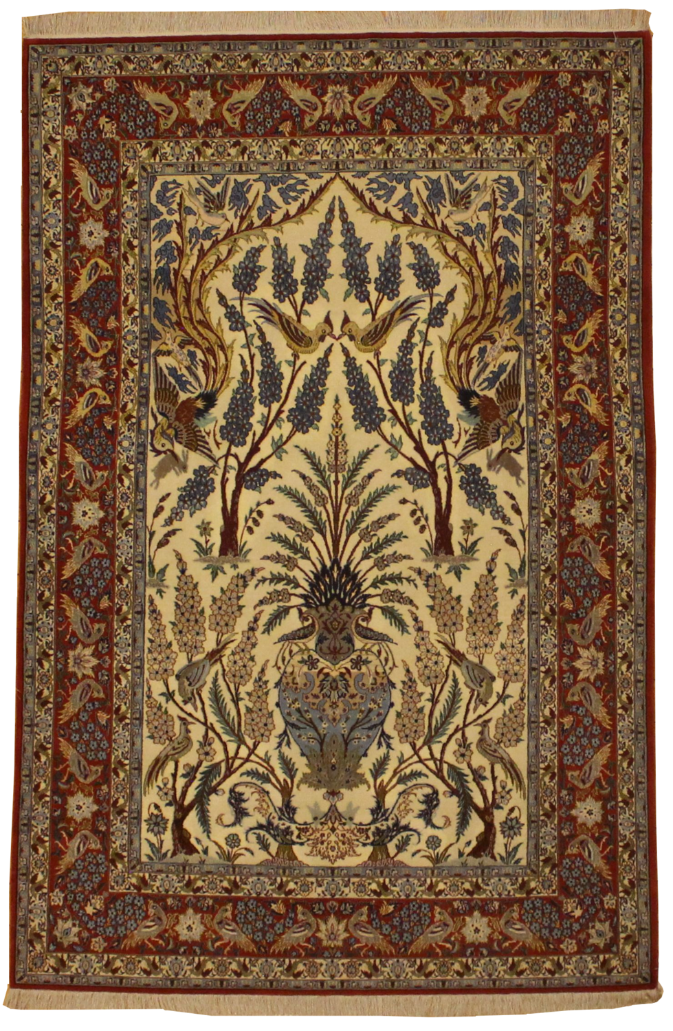 Fine Persian Isphahan w/ Silk - 5.0 x 7.8