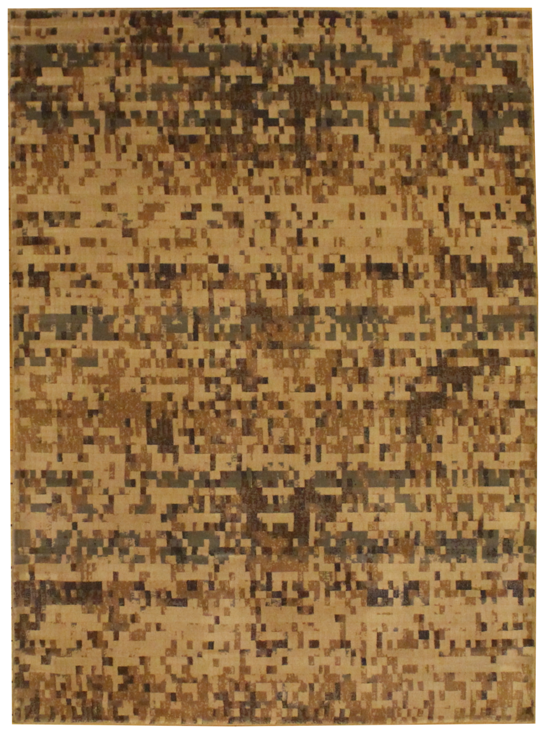 Olefin – Contemporary – Aqua / Tan - 5.3 x 7.7