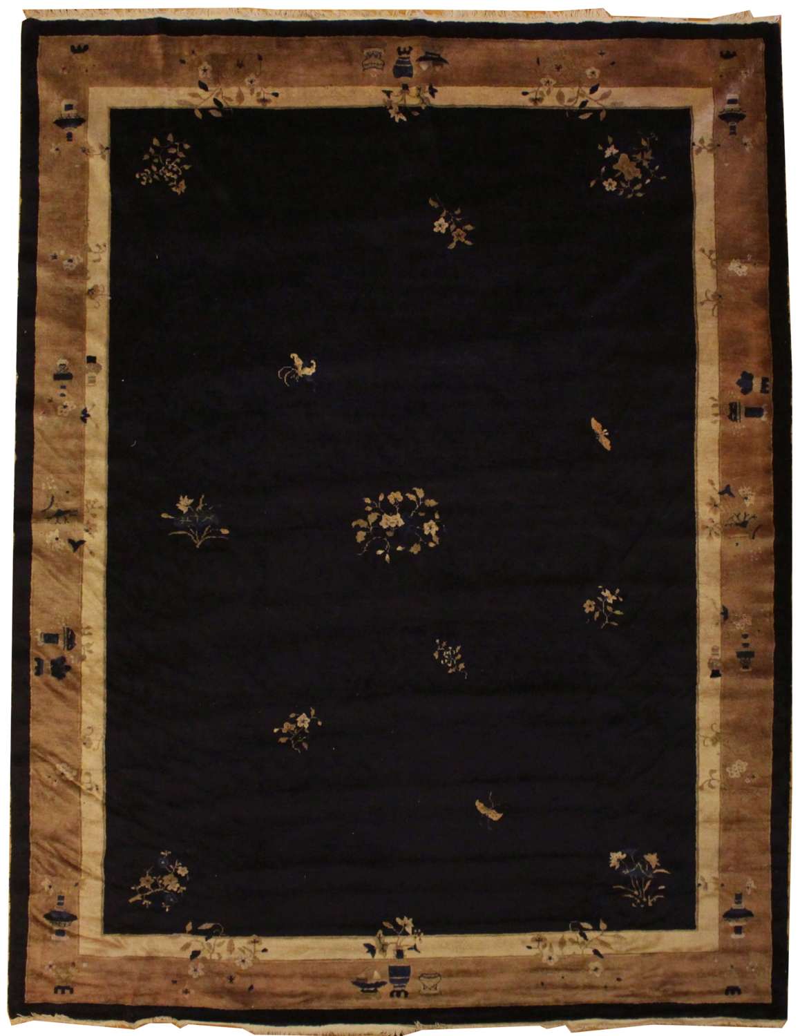 Old Blue Chinese Rug - 9.1 x 11.6