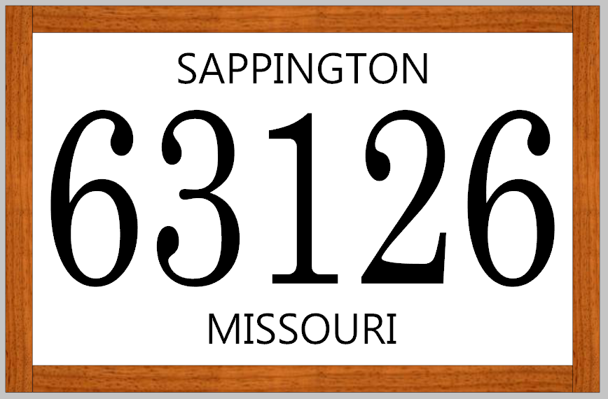 Framed Zip Code City and State