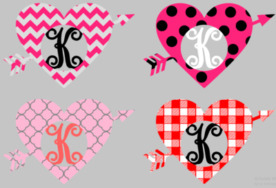 Heart and Arrow with Cutout Letter