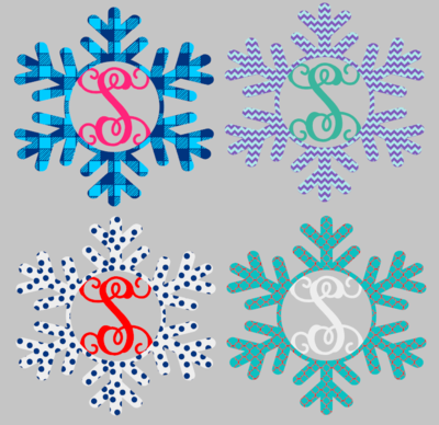 Snowflake with Initial Wood Door Hanger