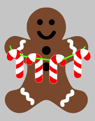 Gingerbread Man with Cutout Candy Canes Garland