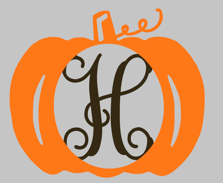Pumpkin Single Initial Wood Door Hanger