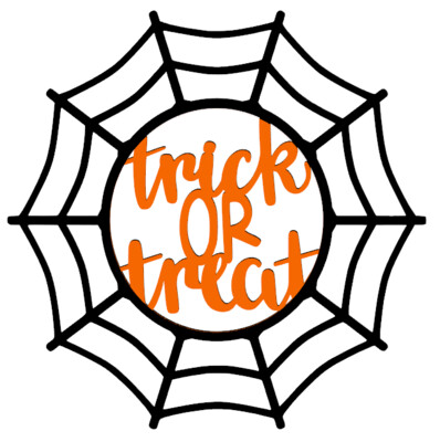 Spider Web Trick or Treat Wood Door Hanger