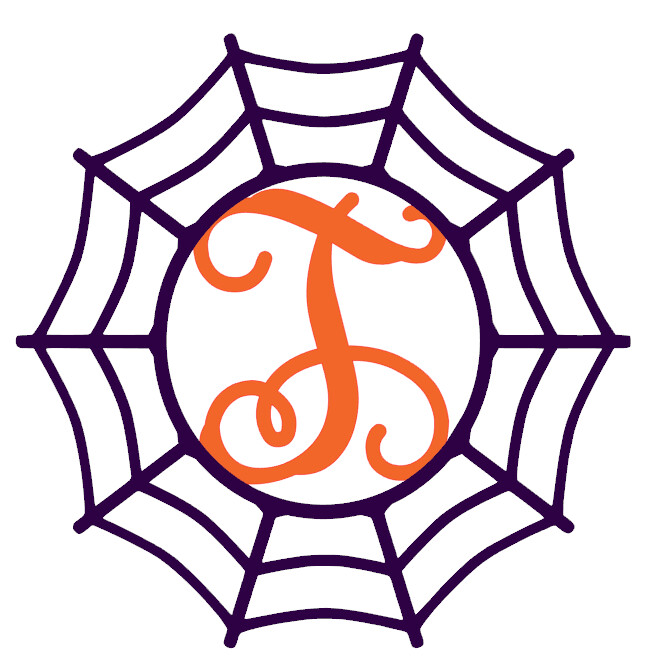 Halloween Spider Web Initial Wood Door Hanger