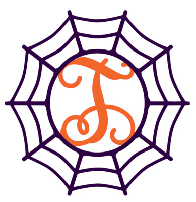 Halloween Spider Web Initial Wood Door Hanger