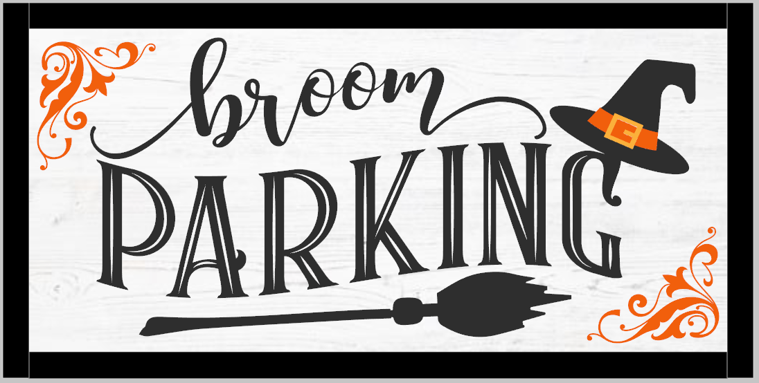 Broom Parking Wood Framed Sign