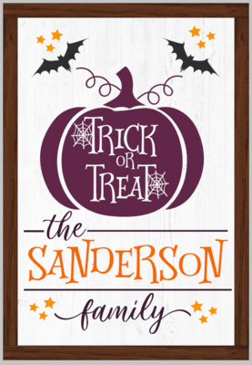 Personalized Trick or Treat Wood framed sign