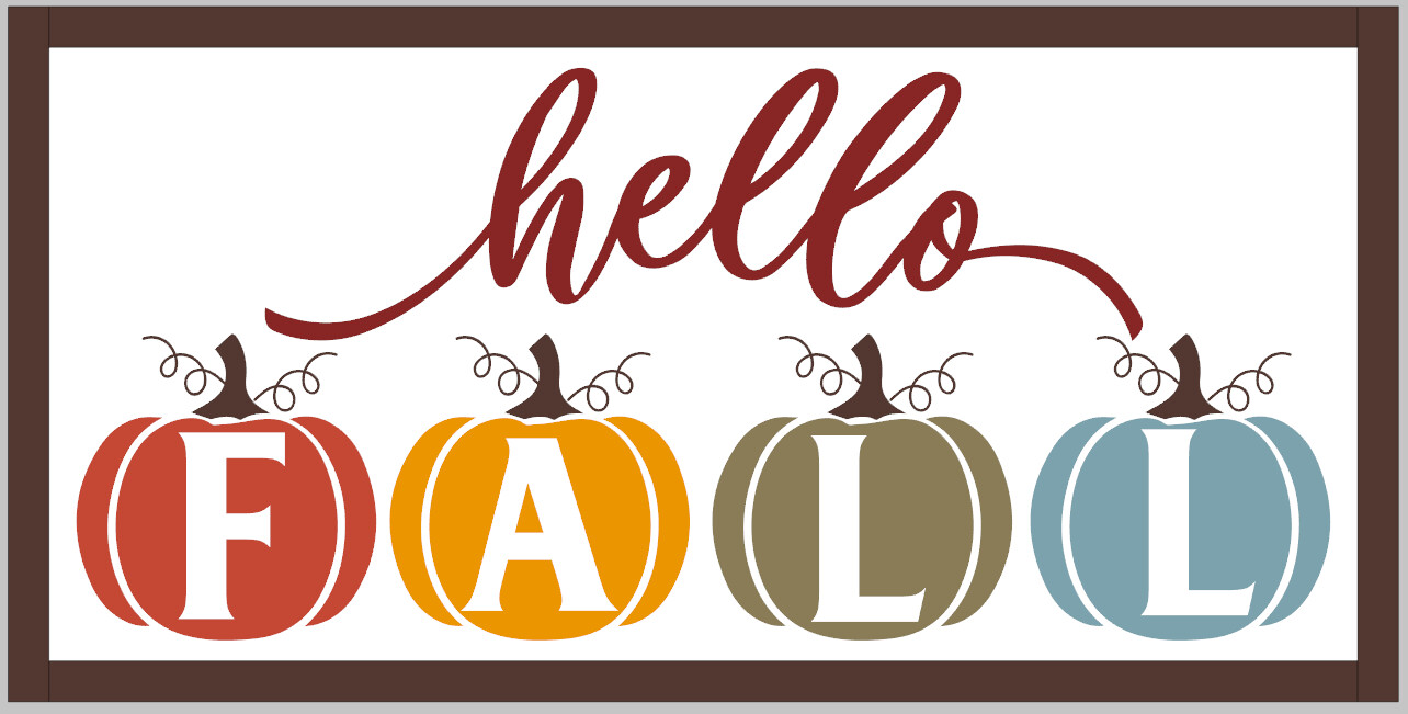 Hello Fall with Pumpkins (framed)