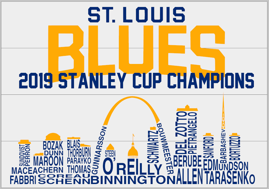 St. Louis Blues Cup Winners 2019 Skyline with Names