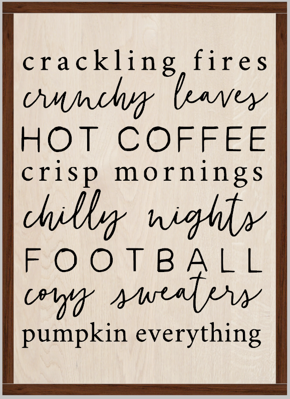 Autumn Fall Pumpkin Fire Subway Word Art (framed)