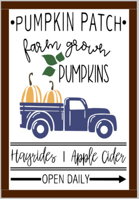 Pumpkin Patch, Hayrides, Apple Cider Vintage truck (framed)