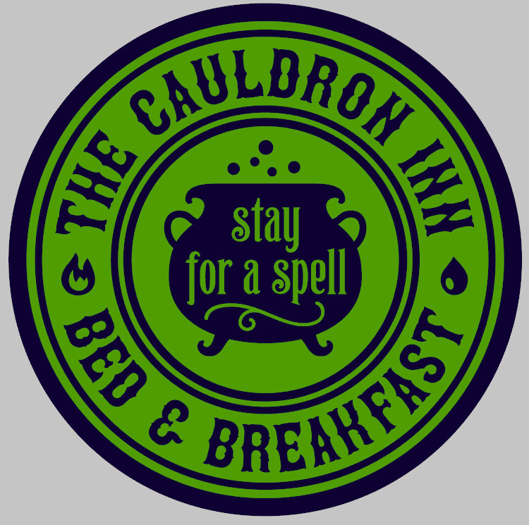 The Cauldron Inn Round Wood Sign